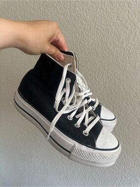 Classic High-Top Canvas Sneakers in Black and White